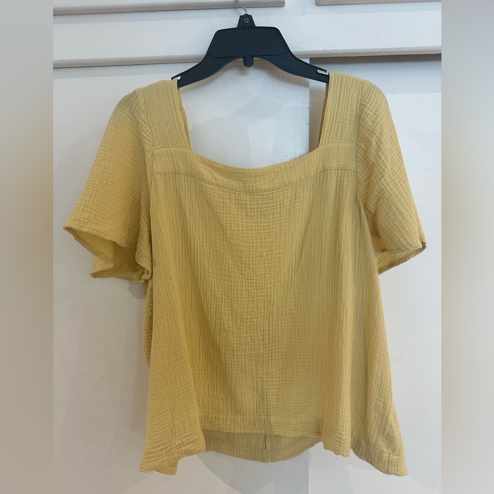 Madewell Yellow Textured Cotton Blouse